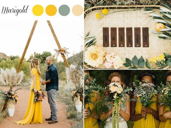 5 Eye-catching Marigold Wedding Color Palettes for Spring & Summer | Clear Wedding Invites